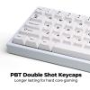 imageCyberPowerPC CK60 White 60 HotSwappable RGB Customizable Mechanical Gaming Keyboard Dampening Foam Aluminum CNC Case wGateron Red Switches and PBT KeycapsWhite