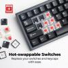 imageCyberPowerPC CK60 White 60 HotSwappable RGB Customizable Mechanical Gaming Keyboard Dampening Foam Aluminum CNC Case wGateron Red Switches and PBT KeycapsBlack