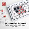 imageCyberPowerPC CK60 White 60 HotSwappable RGB Customizable Mechanical Gaming Keyboard Dampening Foam Aluminum CNC Case wGateron Red Switches and PBT KeycapsWhite